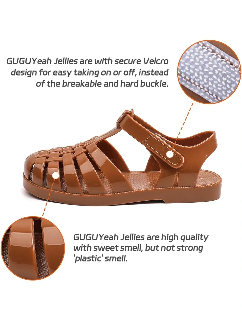 NEW Kids' Brown Jelly Fisherman Sandals Closed Toe